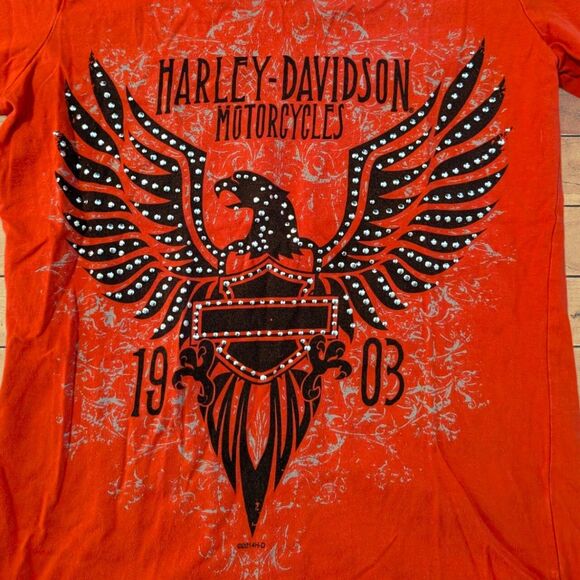 Retro Women's Grunge Harley Davidson Studded Small Biker Shirt - Picture 3 of 6